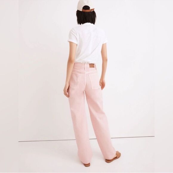 Madewell Baggy Straight High Rise Jeans in Garment Dyed Pink 26 - Picture 2 of 8